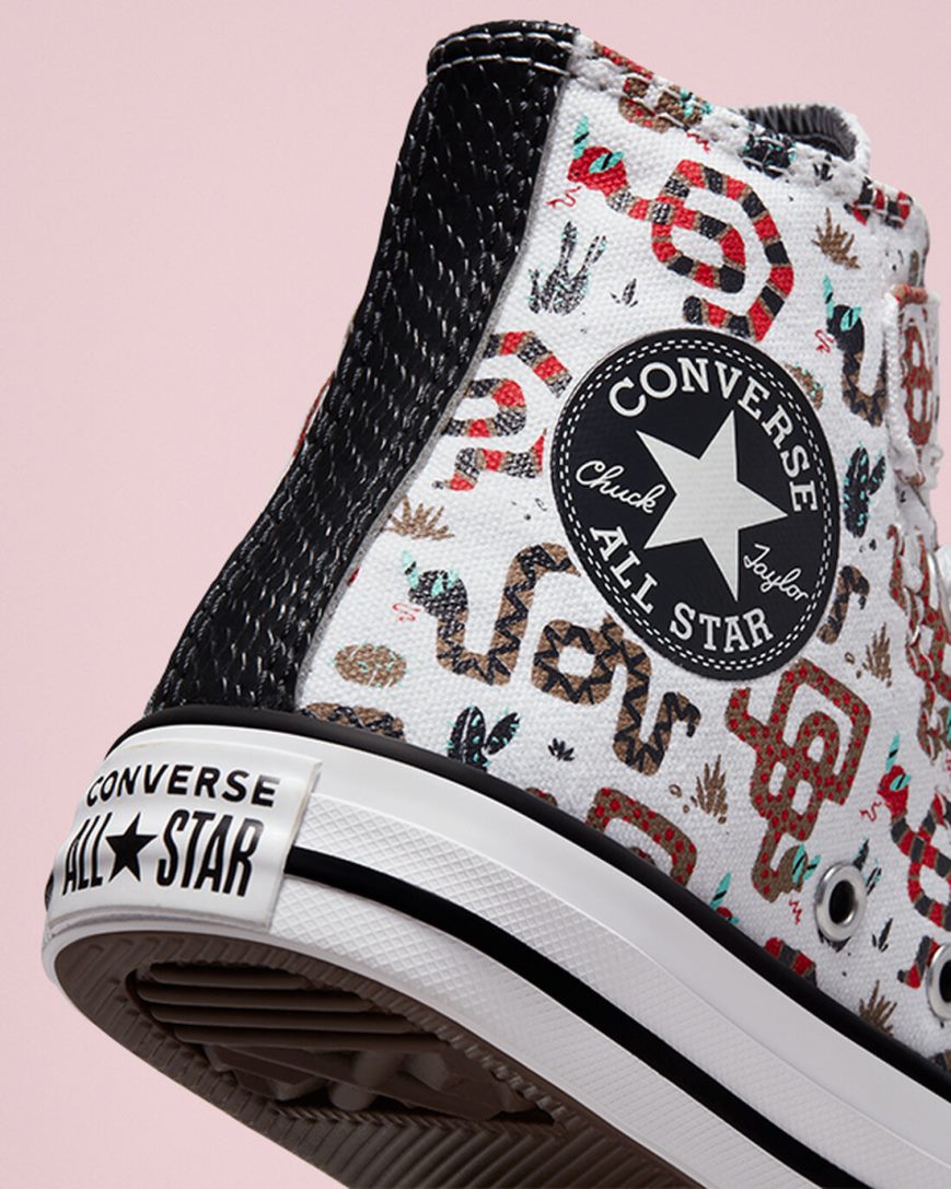 Tenisi Inalti Baieti Converse Chuck Taylor All Star Easy-On Snake Albi Gri Rosii | RO WQD0E598